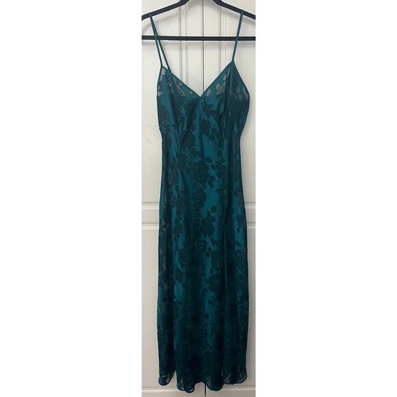 Vintage Victoria's Secret Lingerie Satin Slip Dress Emerald Green